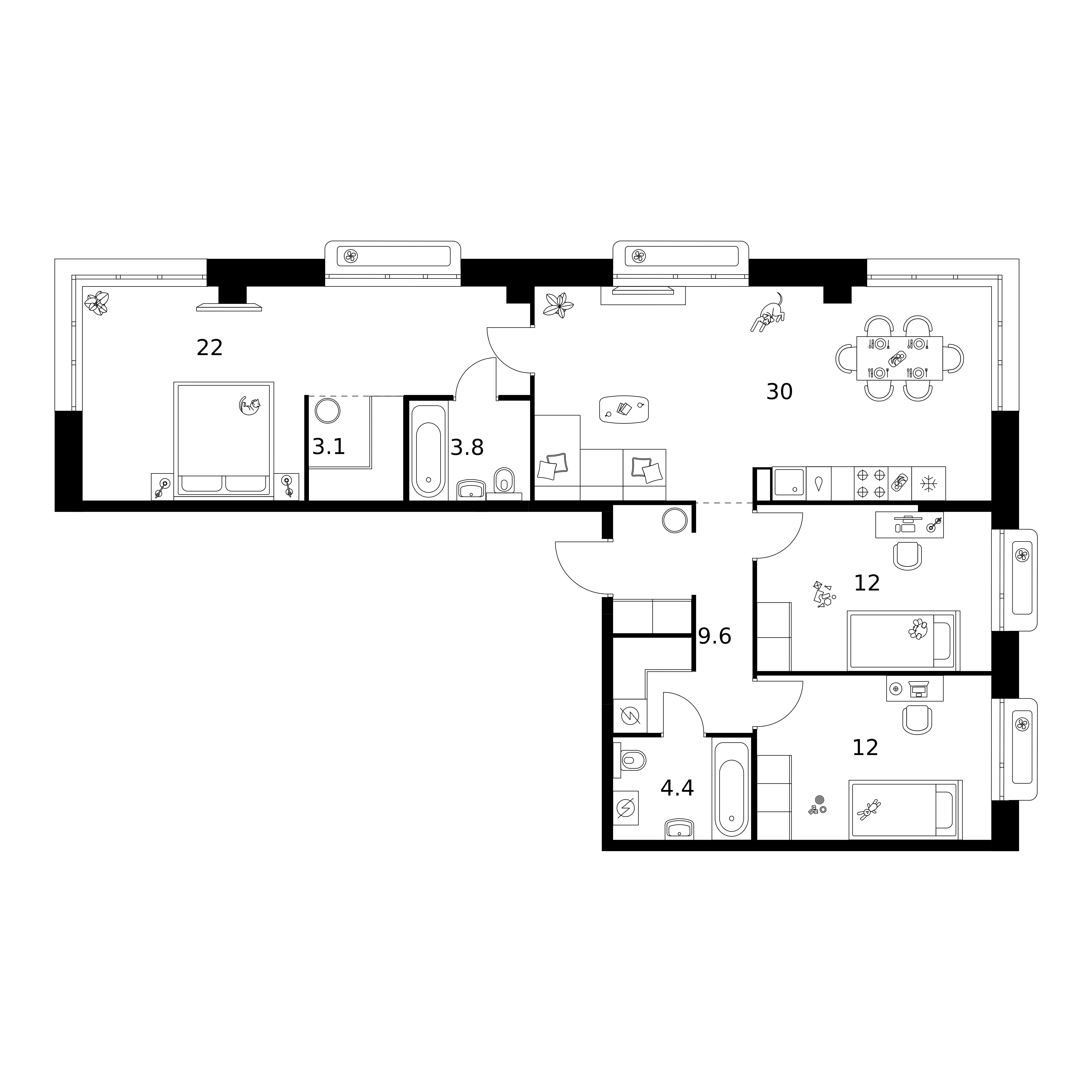 Планировка — Сиберово, 4-комн., 97 м²