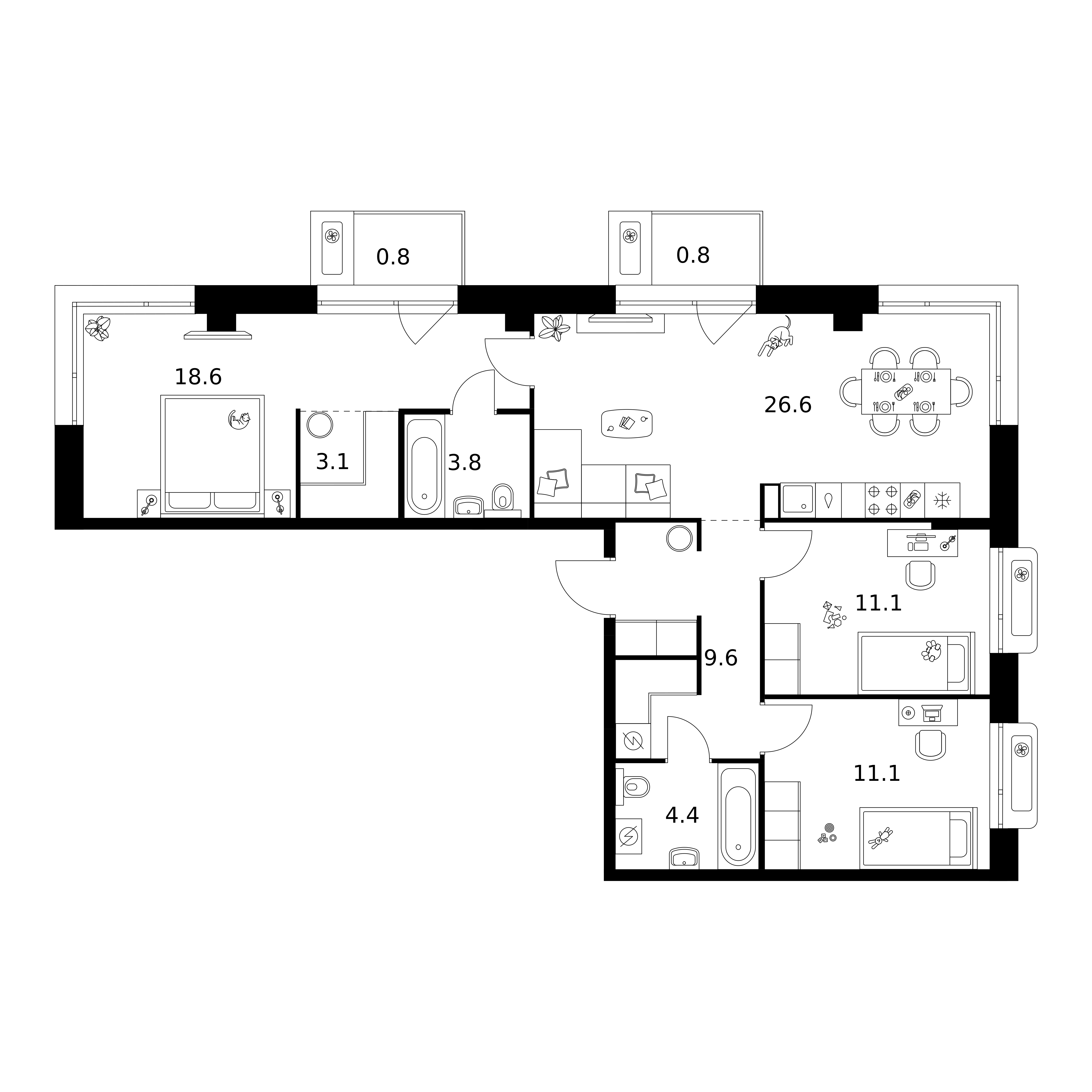 Планировка — Сиберово, 4-комн., 88 м²