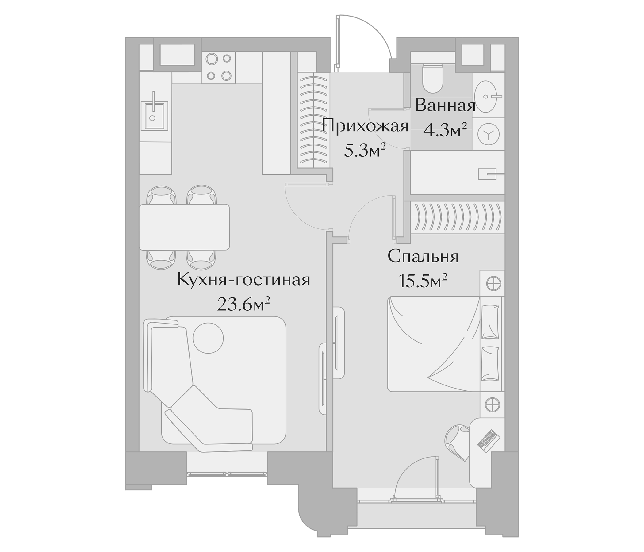 Планировка — Заря, 2-комн., 49 м²