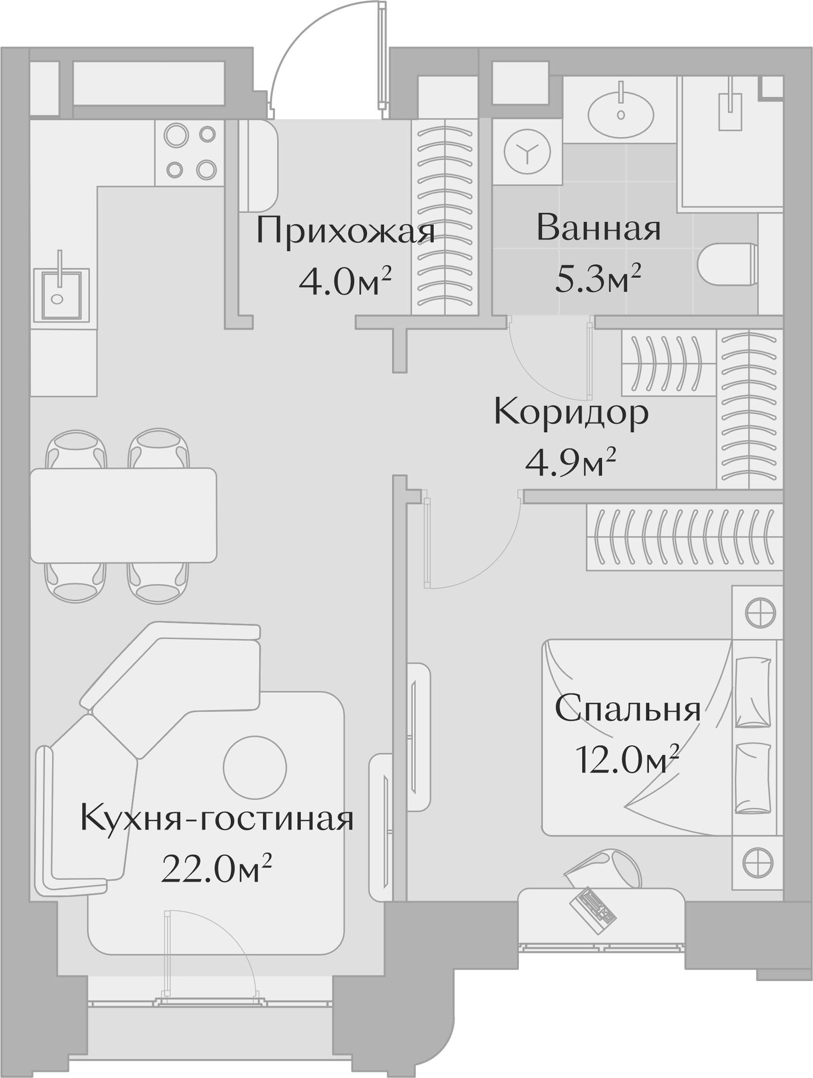 Планировка — Заря, 2-комн., 48 м²