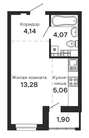 Планировка — Горки, Студия, 27 м²