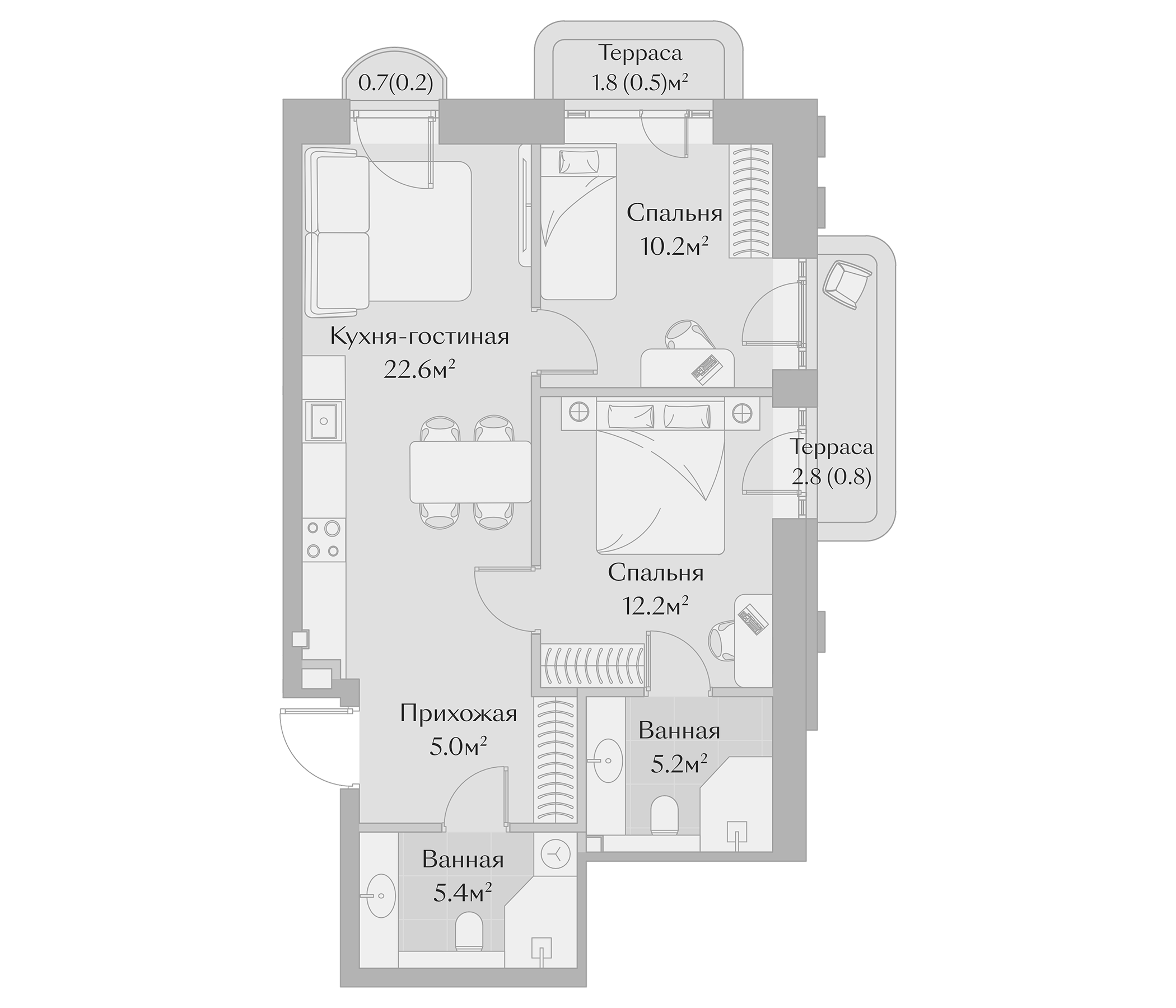 Планировка — Заря, 3-комн., 61 м²