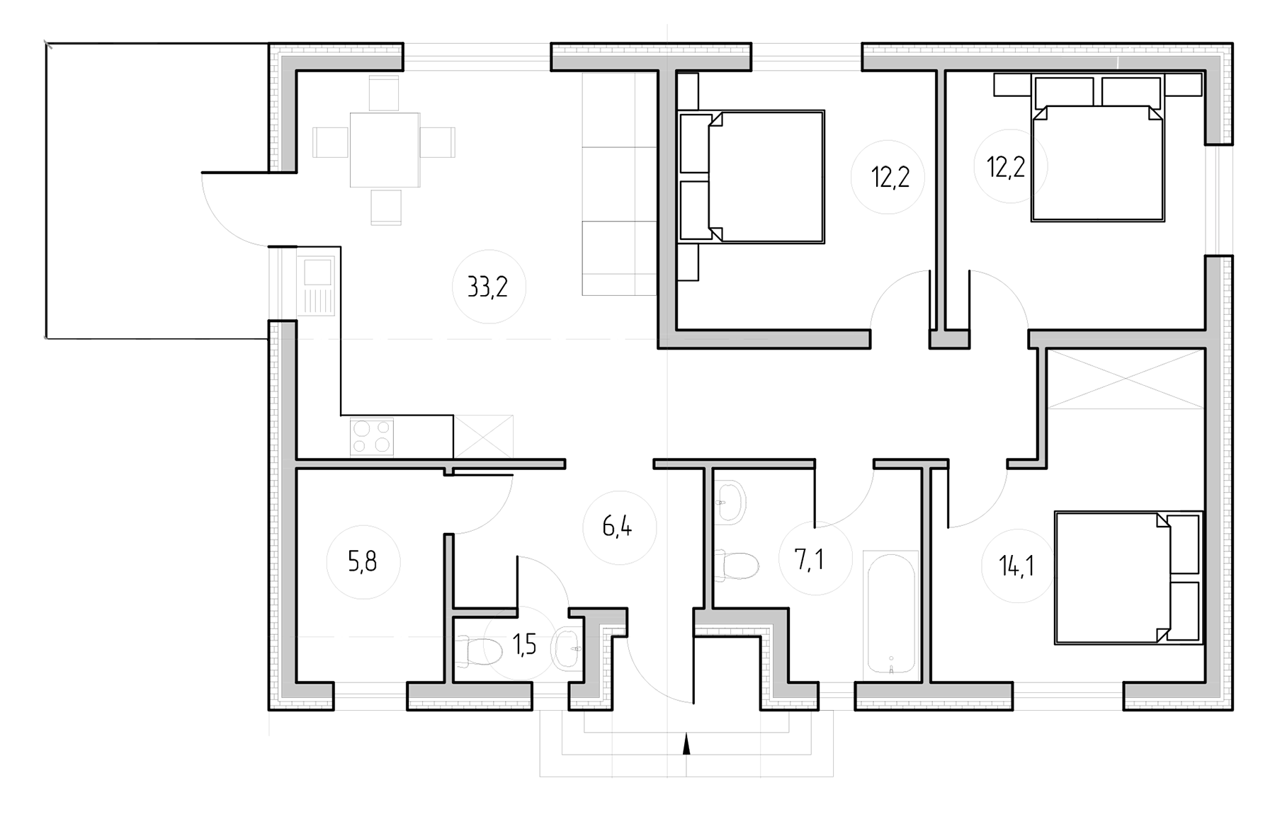 Планировка — Коттеджный поселок EDERM, 3-комн., 117 м²