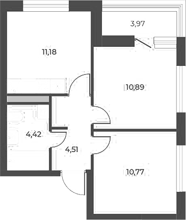 Планировка — Квартал 12, 2-комн., 42 м²