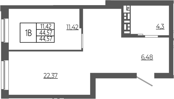 Планировка — РАЗУМ в Академическом, 1-комн., 45 м²