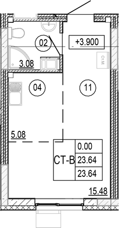 Планировка — Progress Академический, Студия, 24 м²
