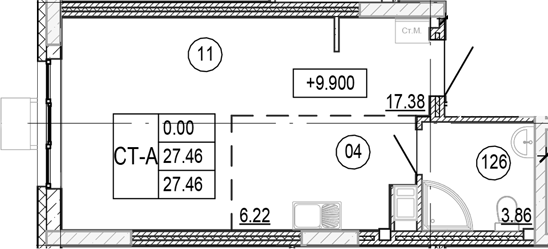 Планировка — Progress Академический, Студия, 27 м²