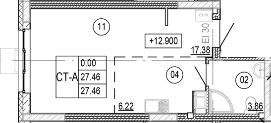 Планировка — Progress Академический, Студия, 27 м²