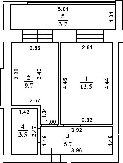Планировка — ул. Казанская, 1-комн., 31 м²