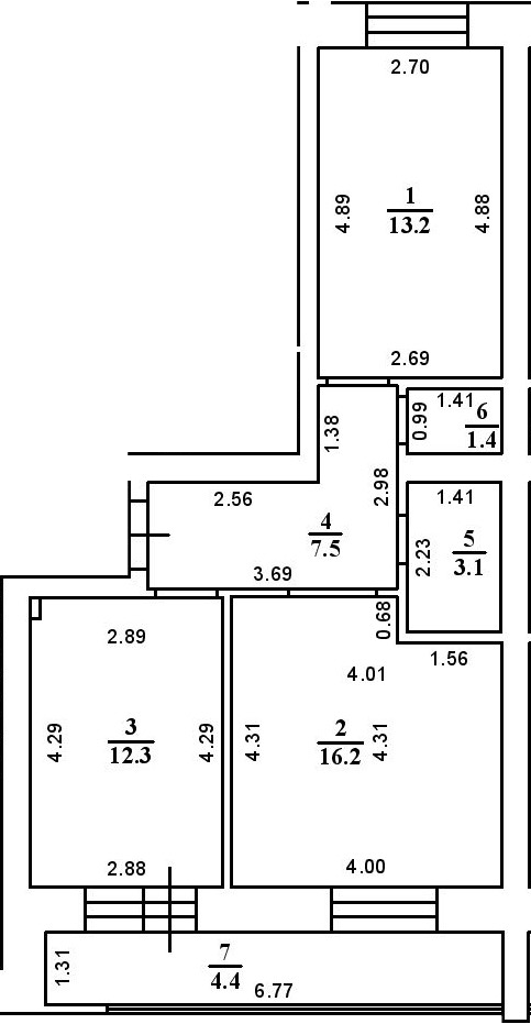 Планировка — ул. Казанская, 2-комн., 54 м²