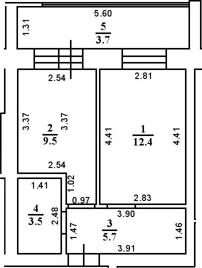 Планировка — ул. Казанская, 1-комн., 31 м²