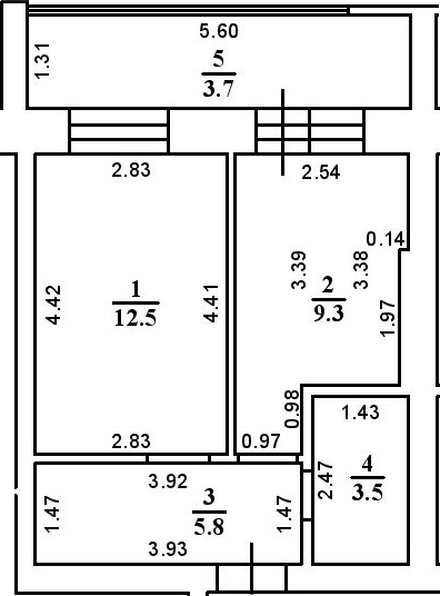 Планировка — ул. Казанская, 1-комн., 31 м²