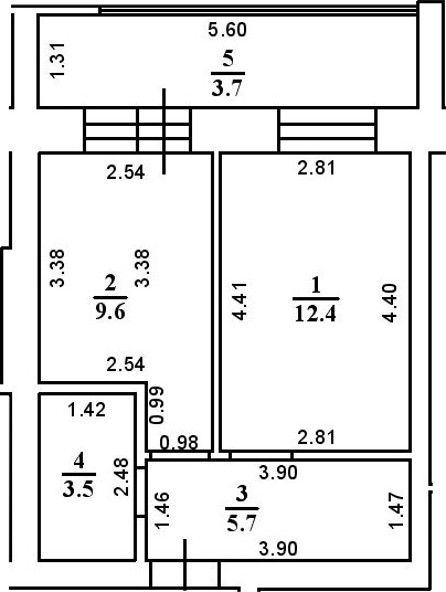 Планировка — ул. Казанская, 1-комн., 31 м²