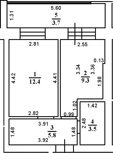 Планировка — ул. Казанская, 1-комн., 31 м²