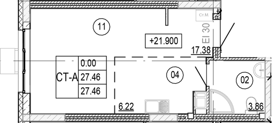 Планировка — Progress Академический, Студия, 27 м²