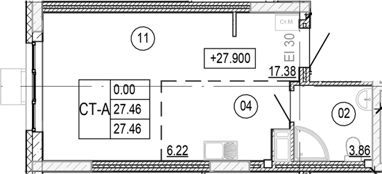 Планировка — Progress Академический, Студия, 27 м²