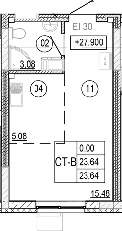 Планировка — Progress Академический, Студия, 24 м²
