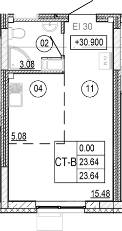 Планировка — Progress Академический, Студия, 24 м²