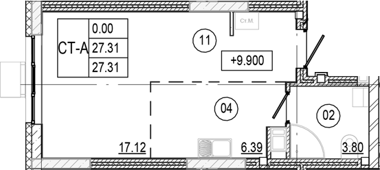 Планировка — Progress Академический, Студия, 27 м²