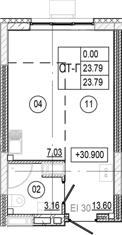 Планировка — Progress Академический, Студия, 24 м²