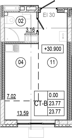 Планировка — Progress Академический, Студия, 24 м²