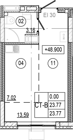 Планировка — Progress Академический, Студия, 24 м²