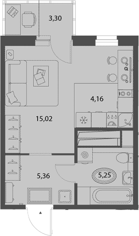 Планировка — Rauta, Студия, 27 м²