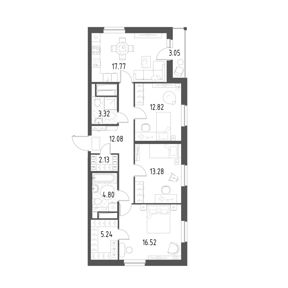 Планировка — Rauta, 4-комн., 86 м²