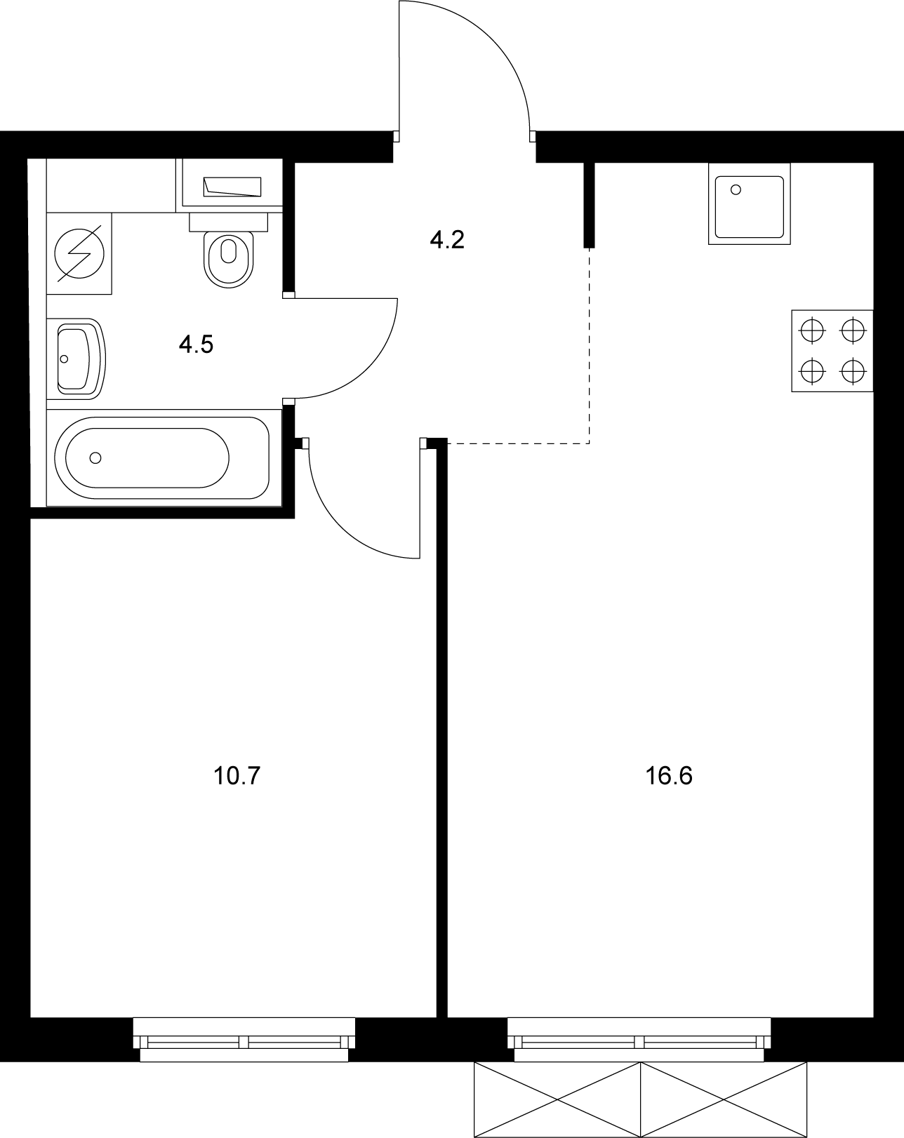 Планировка — Исеть парк, 1-комн., 36 м²