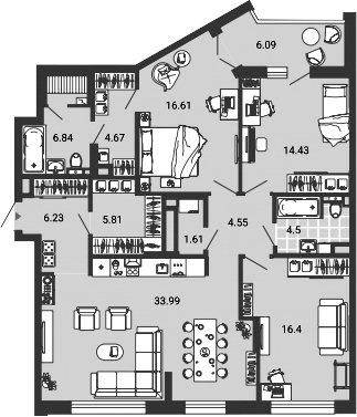 Планировка — Лес, 4-комн., 117 м²