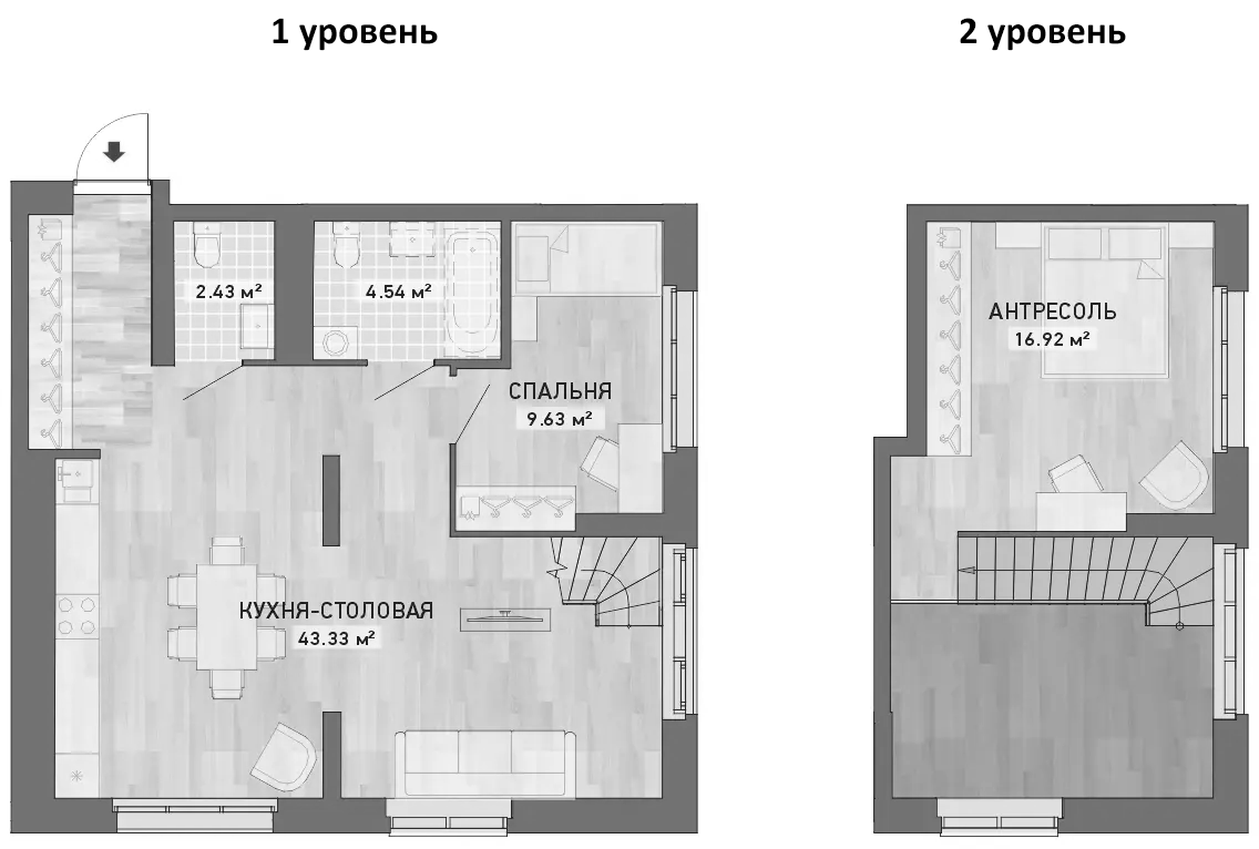 Планировка — Nova park, 2-комн., 77 м²