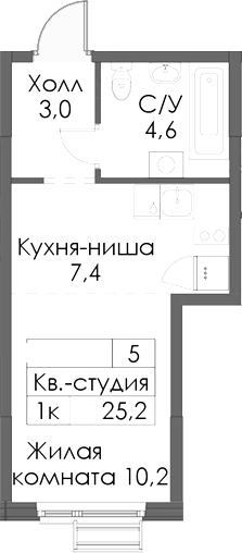 Планировка — Матюшино парк, Студия, 25 м²