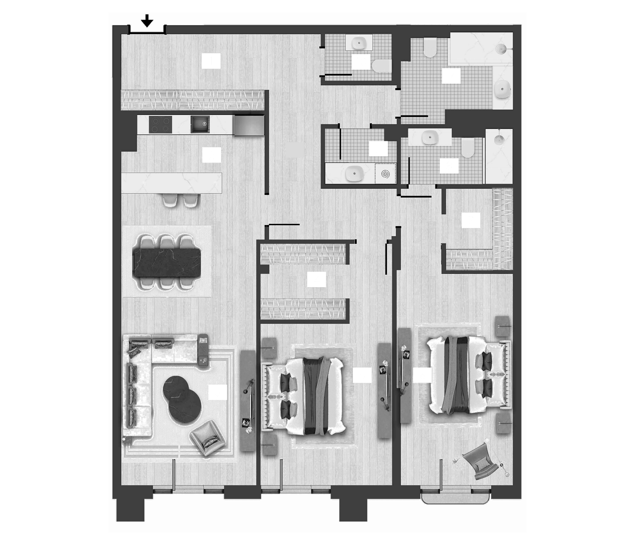 Планировка — TOPAZ Residences by TASIGO, 3-комн., 144 м²