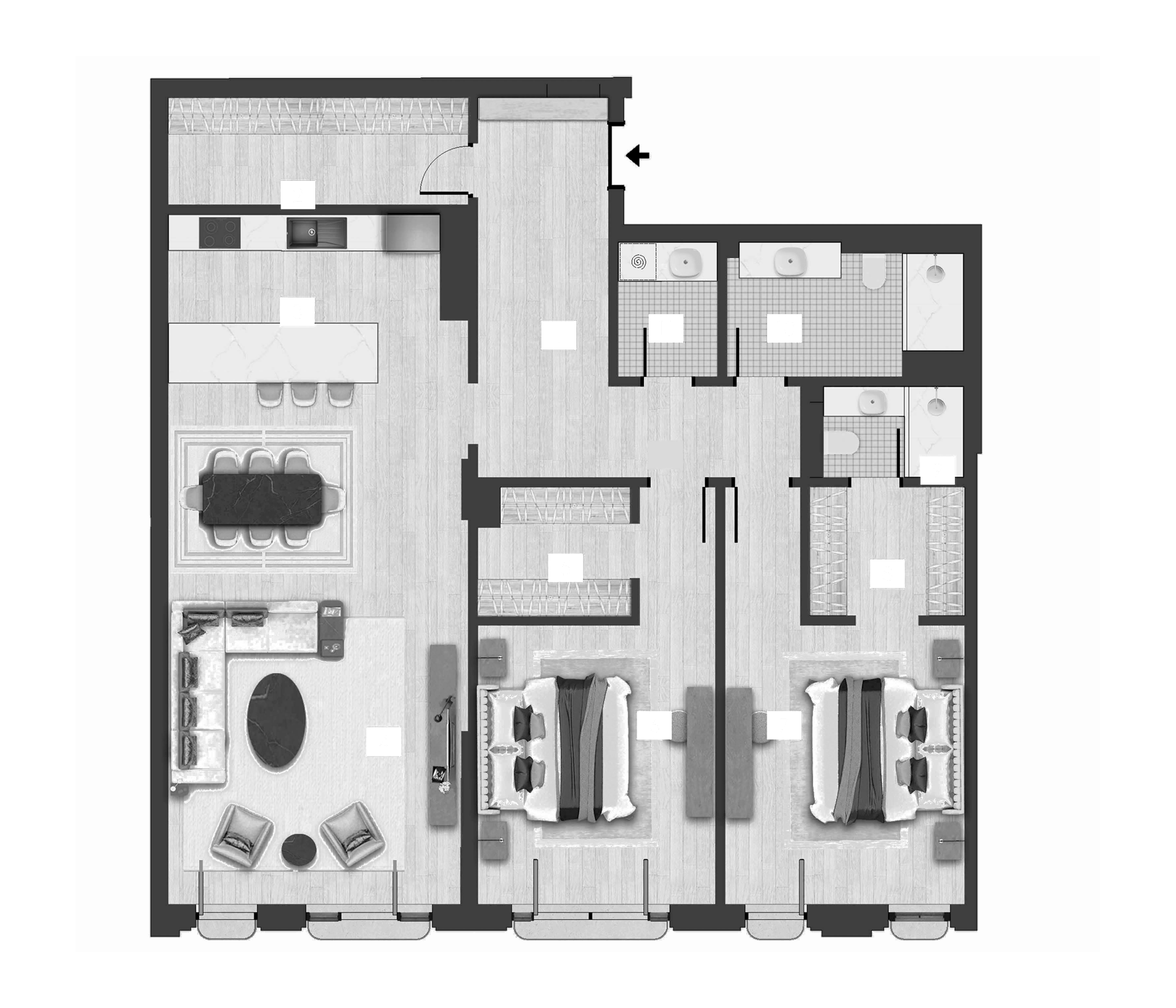 Планировка — TOPAZ Residences by TASIGO, 3-комн., 151 м²
