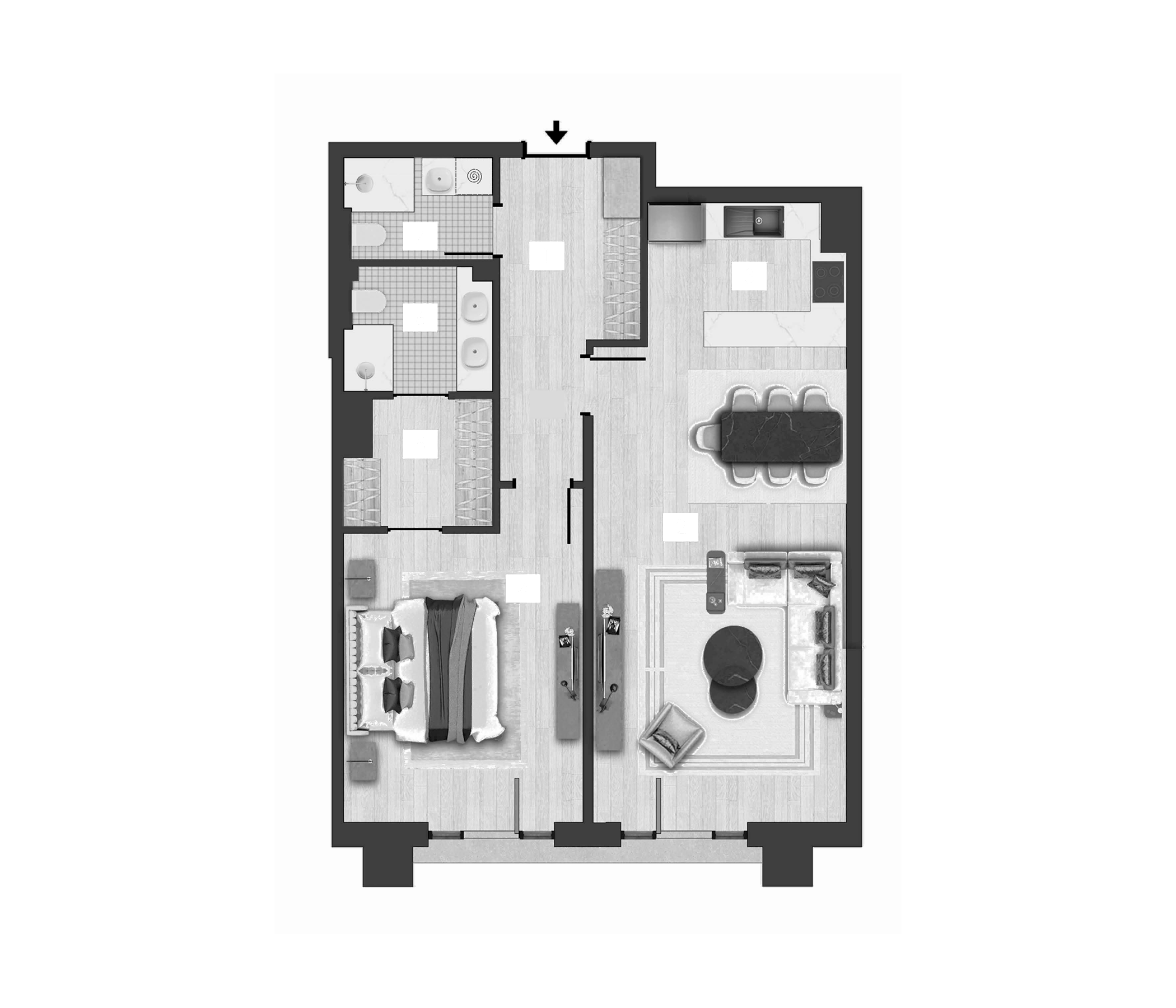 Планировка — TOPAZ Residences by TASIGO, 2-комн., 83 м²