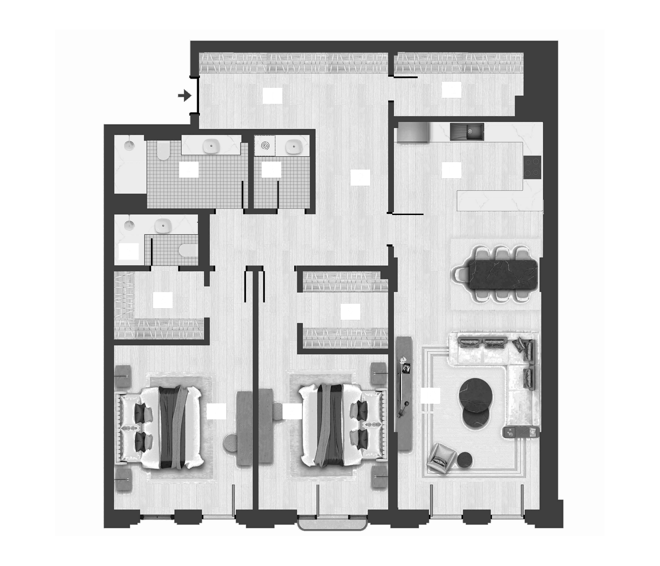 Планировка — TOPAZ Residences by TASIGO, 3-комн., 149 м²