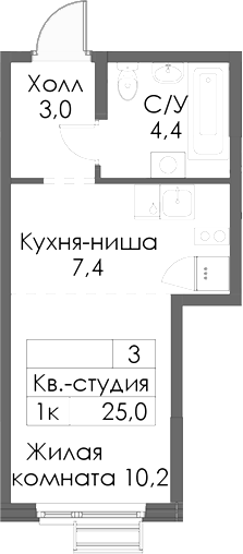 Планировка — Матюшино парк, Студия, 25 м²