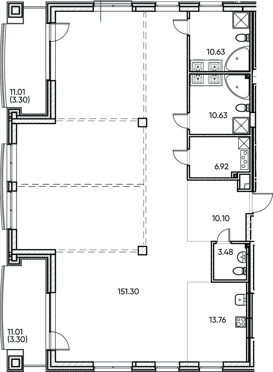 Планировка — Заман, 1-комн., 207 м²