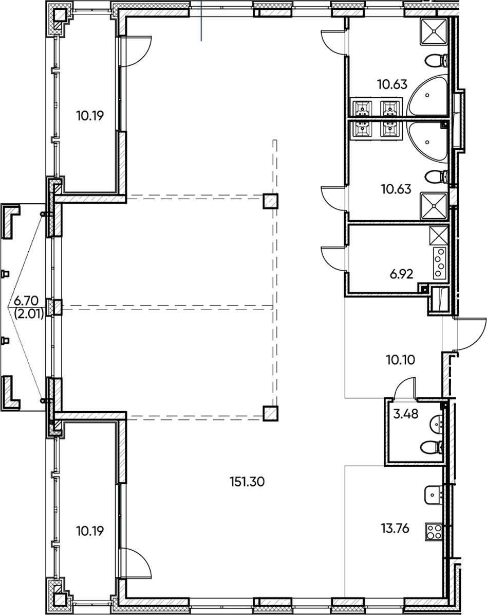 Планировка — Заман, 1-комн., 207 м²