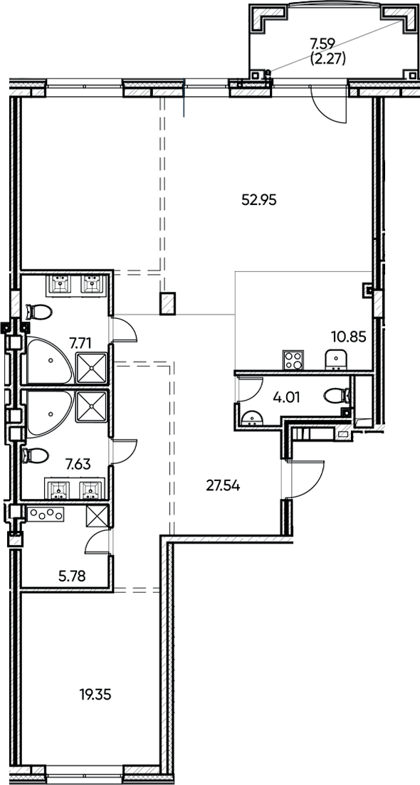 Планировка — Заман, 2-комн., 136 м²