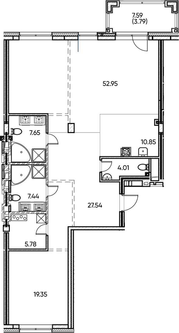 Планировка — Заман, 2-комн., 136 м²