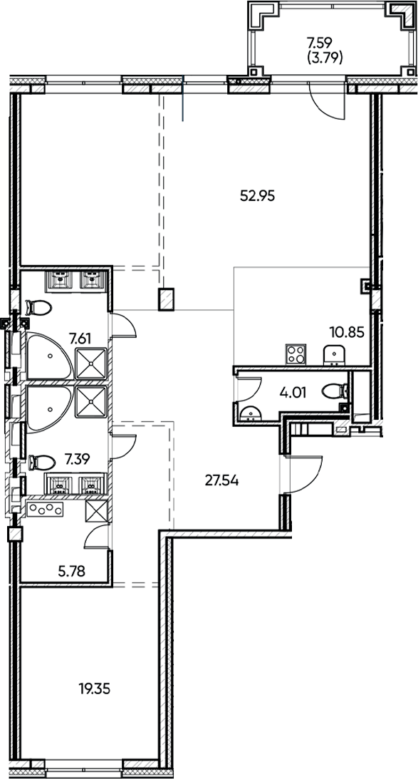 Планировка — Заман, 2-комн., 135 м²