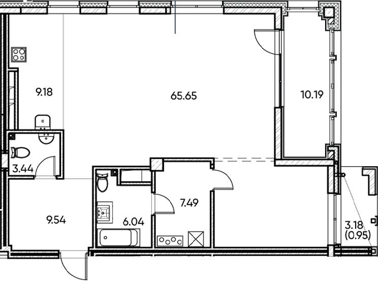 Планировка — Заман, 1-комн., 101 м²