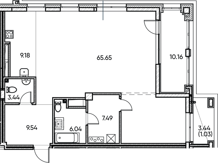 Планировка — Заман, 1-комн., 101 м²