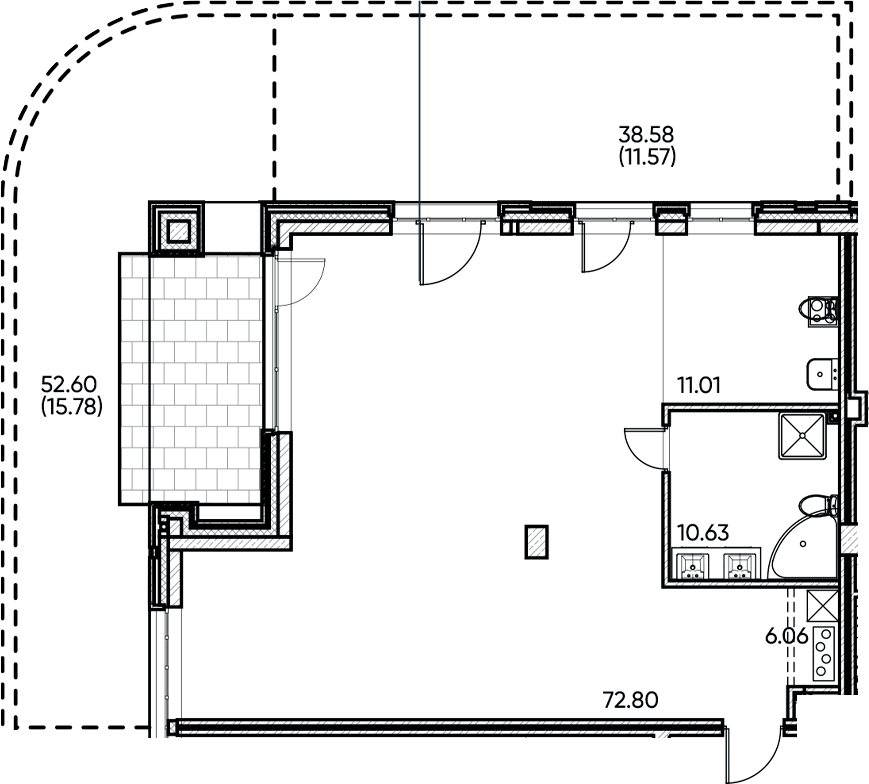 Планировка — Заман, 1-комн., 101 м²