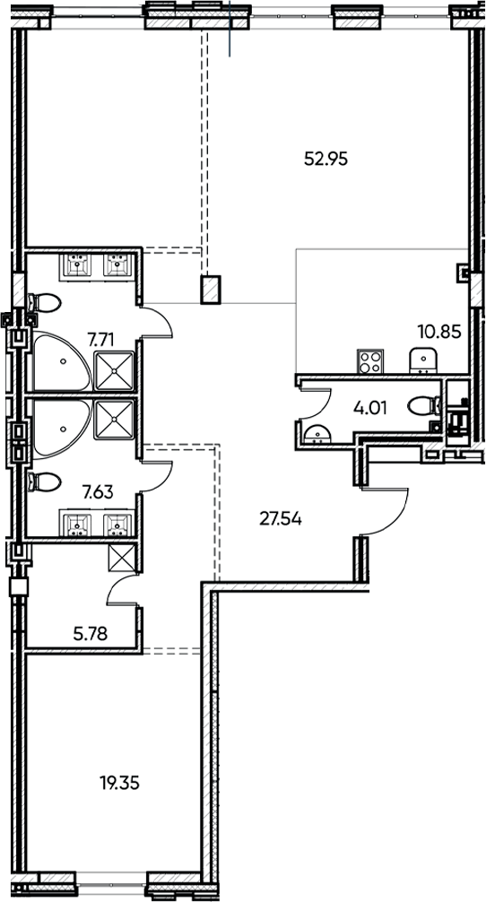 Планировка — Заман, 2-комн., 136 м²