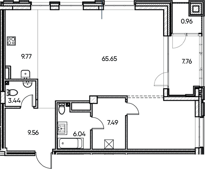 Планировка — Заман, 1-комн., 102 м²