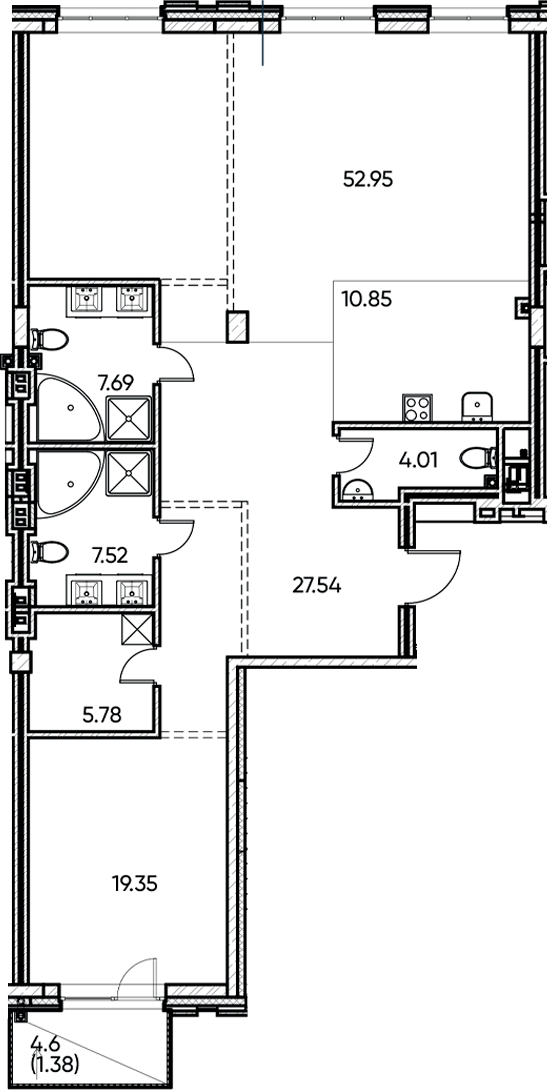 Планировка — Заман, 2-комн., 136 м²