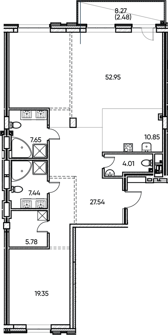 Планировка — Заман, 2-комн., 136 м²