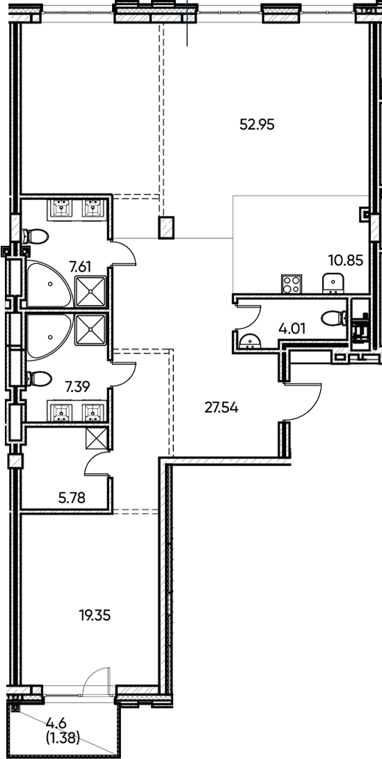 Планировка — Заман, 2-комн., 135 м²
